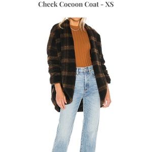 Amanda Uprichard Brown Aspen Cardi Check Cocoon Coat Sz. XS